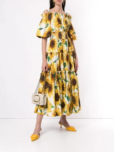 Shop Dolce & Gabbana Sunflower Print Long Dress In Yellow