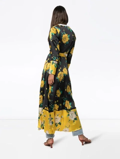 Shop We Are Leone Floral Print Maxi Cardigan In Black