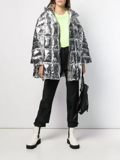 Shop Ienki Ienki Oversized Padded Jacket In Silver