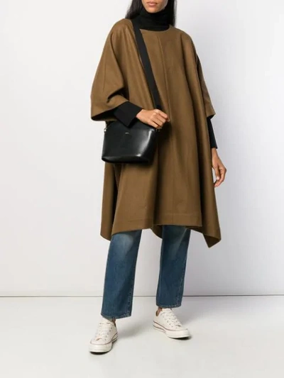 Shop A.p.c. Knitted Cape Coat In Brown