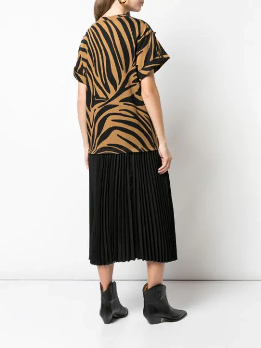 NEW NWT $550 SZ XS Womens 3.1 Phillip Lim Zebra Print high quality Brown T-Shirt Dress Pleat