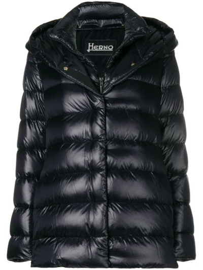 Shop Herno Hooded Puffer Jacket - Black