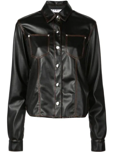 Shop Proenza Schouler Pswl Faux Leather Button Down Shirt In Black