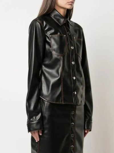 Shop Proenza Schouler Pswl Faux Leather Button Down Shirt In Black