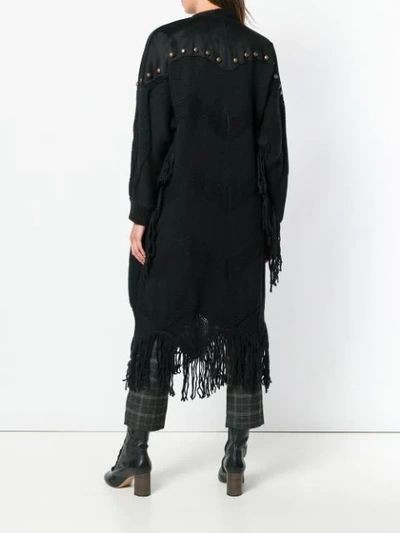 Shop Pinko Long Fringed Cardigan In Black