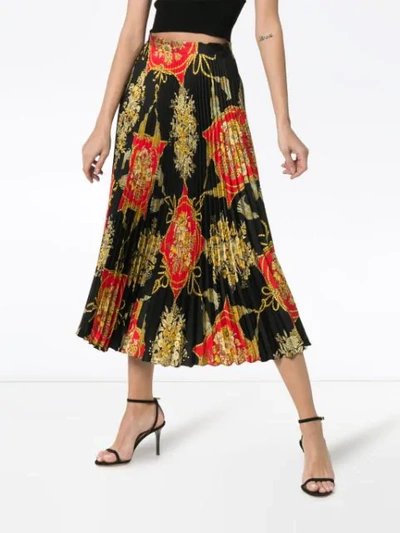 Shop Gucci Floral Baroque Midi Skirt In Black