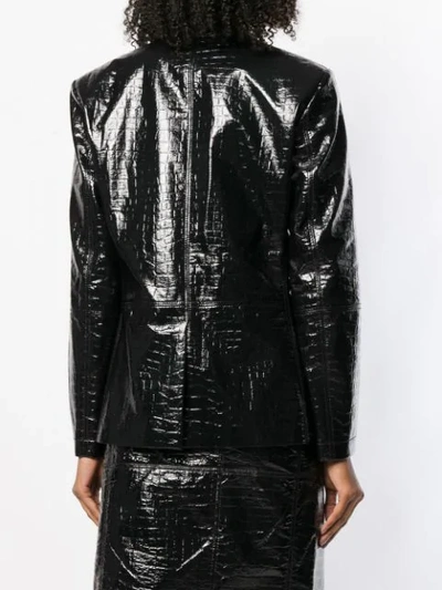 Shop Msgm Crocodile Effect Blazer In Black