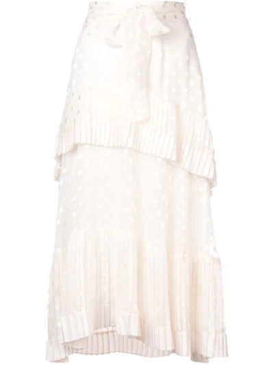 Shop Zimmermann Pleated Tier Skirt - White