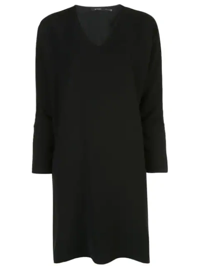 Shop Natori Long Sleeve Shift Dress In Black