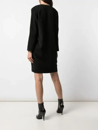 Shop Natori Long Sleeve Shift Dress In Black