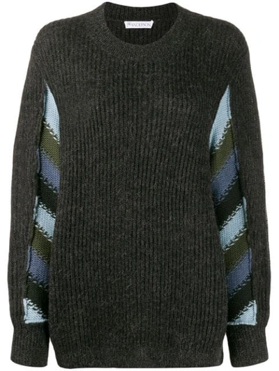 Shop Jw Anderson Horizontal Striped Knitted Jumper In Grey