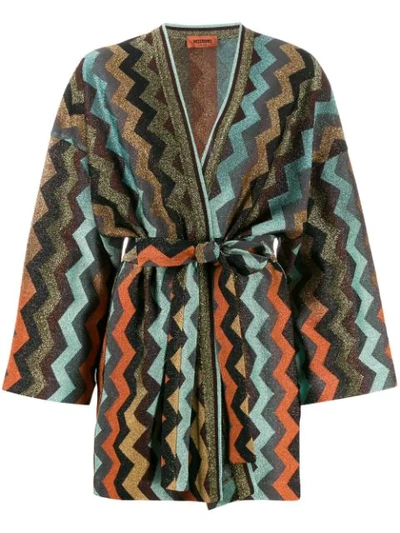 Shop Missoni Zig-zag Knit Cardigan In Sm0tt