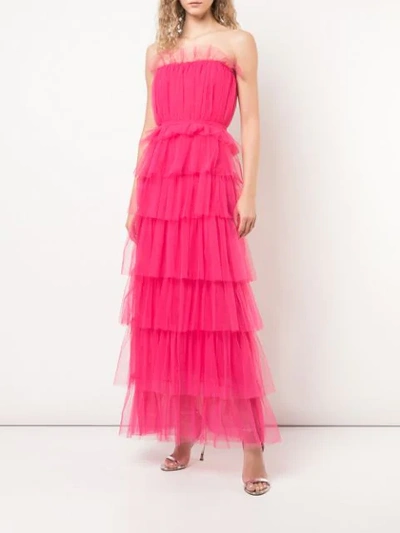 Shop Carolina Herrera Ruffled Strapless Gown In Pink