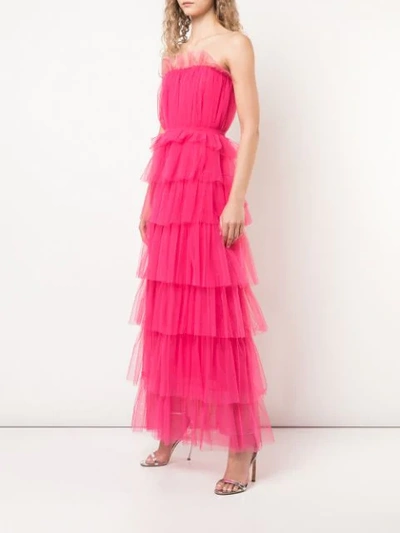 Shop Carolina Herrera Ruffled Strapless Gown In Pink