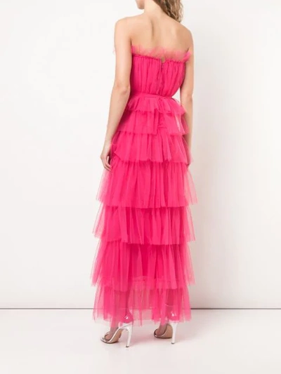 Shop Carolina Herrera Ruffled Strapless Gown In Pink