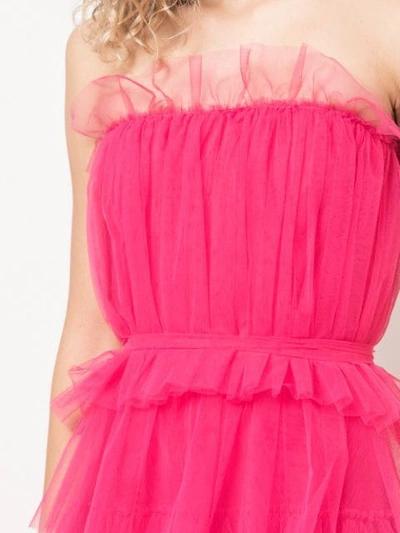 CAROLINA HERRERA 抹胸荷叶边层叠礼服 - 粉色