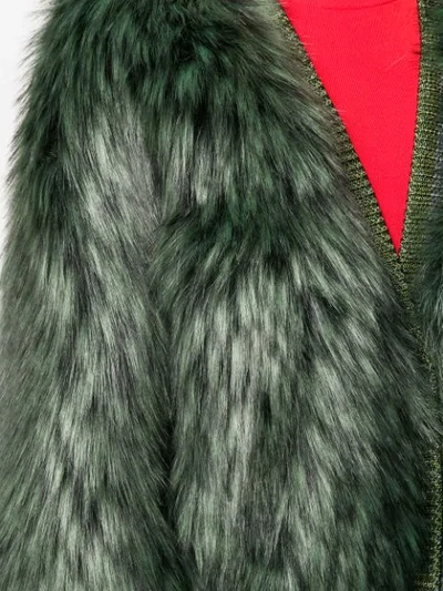 Shop Marco De Vincenzo Faux Fur Coat In Green