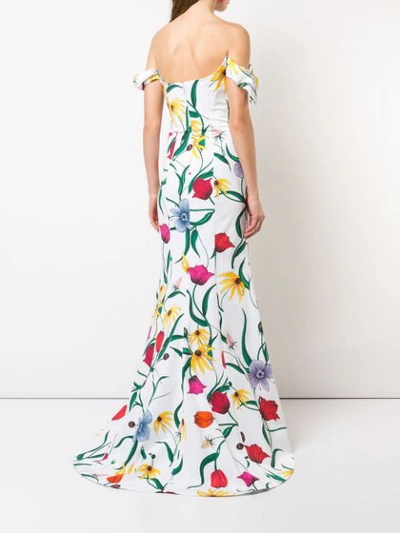 Shop Carolina Herrera Off The Shoulder Floral Gown - White