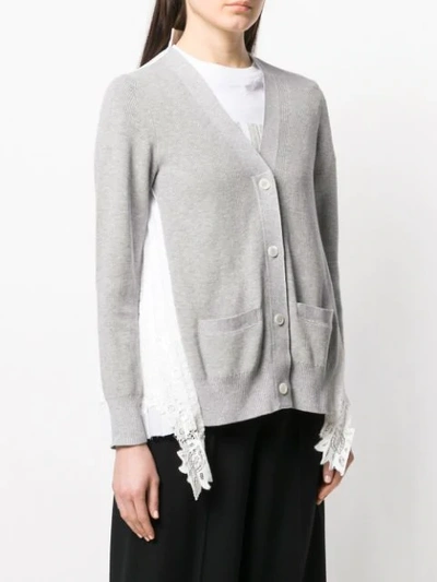 Shop Sacai Pleated Back Cardigan In Grey