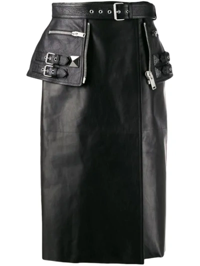 Shop Alexander Mcqueen Biker-style Midi Skirt  In Black