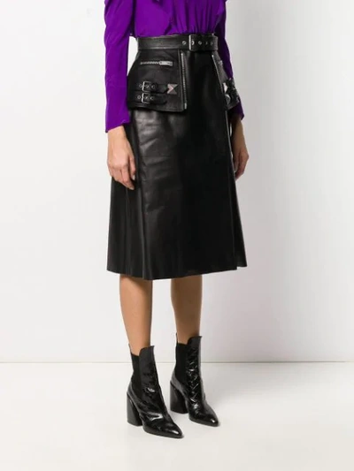 Shop Alexander Mcqueen Biker-style Midi Skirt  In Black