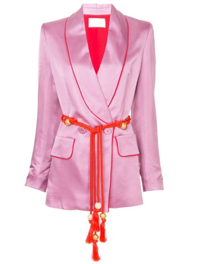 Shop Peter Pilotto Belted Fitted Jacket In Pink