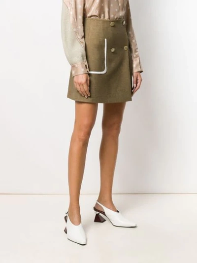 Shop Fendi Double-breasted Wrap Style Skirt In Neutrals
