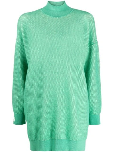 Shop Fendi Logo Sweatshirt Dress In Green