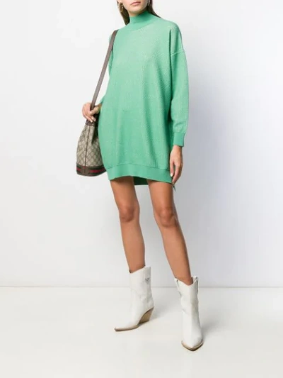 Shop Fendi Logo Sweatshirt Dress In Green