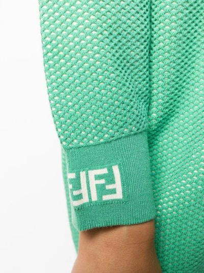 Shop Fendi Logo Sweatshirt Dress In Green