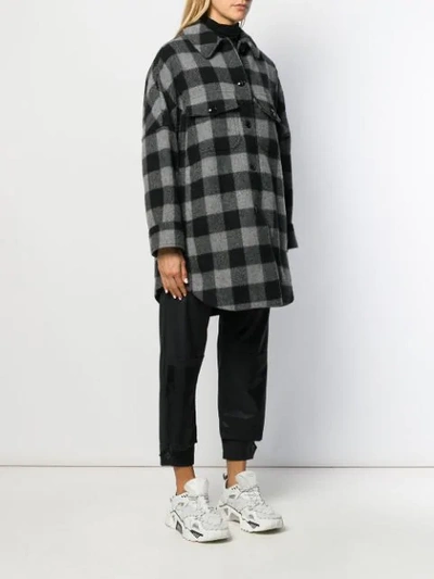 Woolrich Check Single-breasted Coat In Grey