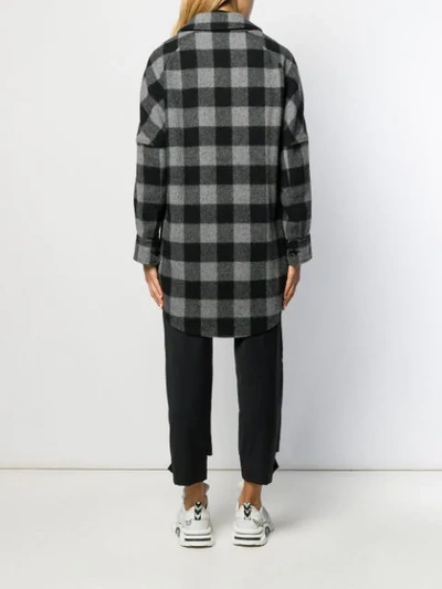Woolrich Check Single-breasted Coat In Grey