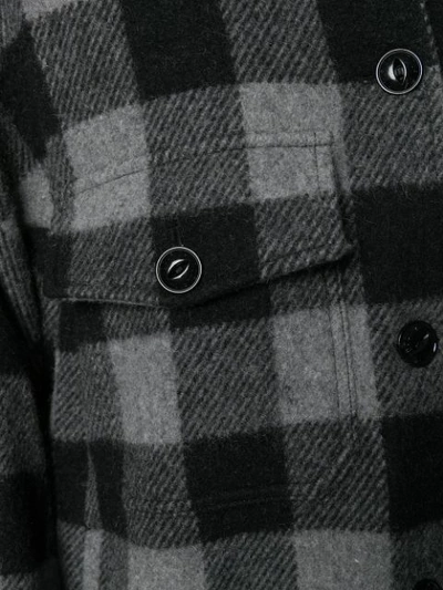 Woolrich Check Single-breasted Coat In Grey