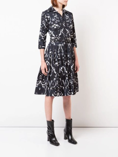 Shop Samantha Sung Printed Design Flared Dress In Black
