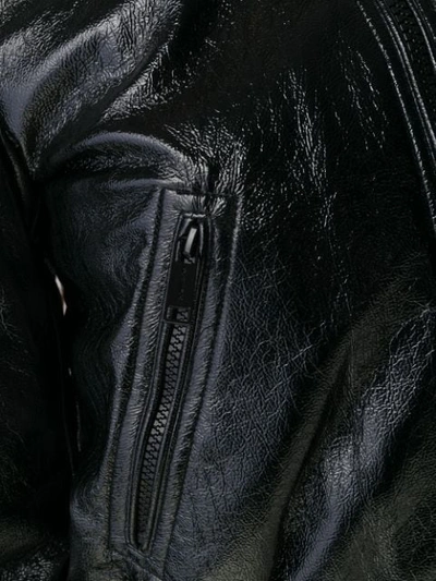Shop Michael Kors Patent Bomber Jacket In Black