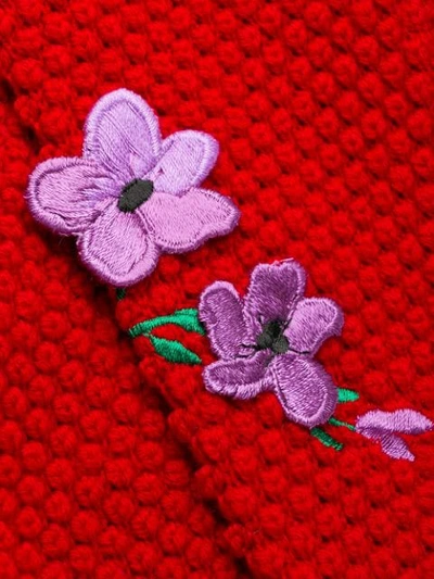 Shop Blumarine Floral Cardigan In Rosso