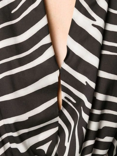 Shop Versace V-neck Zebra Print Bodysuit In Black