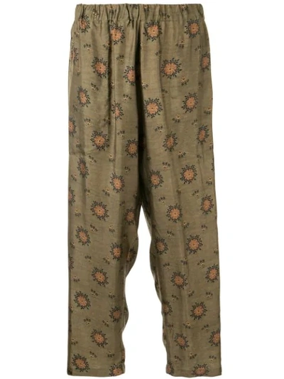 Shop Uma Wang Floral Pattern Trousers In Green