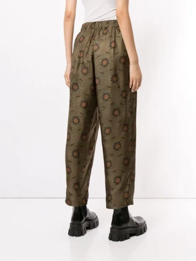 Shop Uma Wang Floral Pattern Trousers In Green