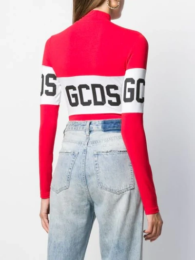 Shop Gcds Logo Print Turtleneck Body In Red