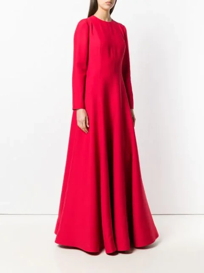 Shop Valentino Long Flared Dress In 157 Red