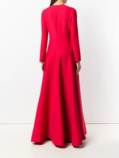 Shop Valentino Long Flared Dress In 157 Red