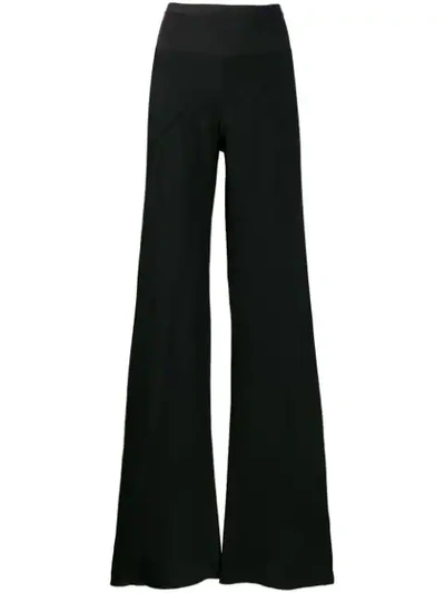 RICK OWENS HIGH-WAISTED FLARED TROUSERS - 黑色