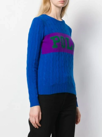 Shop Polo Ralph Lauren Logo Knitted Jumper In 001 Spa Royal Multi