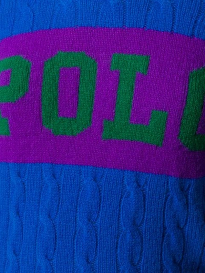 Shop Polo Ralph Lauren Logo Knitted Jumper In 001 Spa Royal Multi
