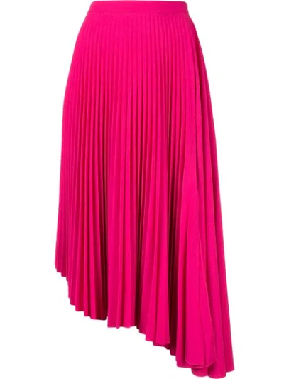 Shop Markus Lupfer Asymmetric Pleated Skirt In Pink