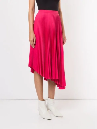 Shop Markus Lupfer Asymmetric Pleated Skirt In Pink