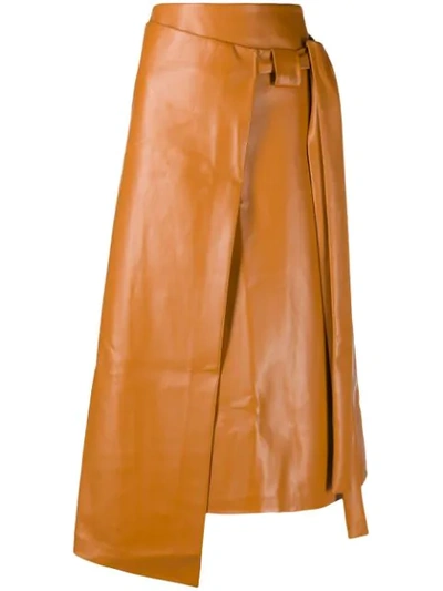 Shop A.w.a.k.e. Asymmetric Wrap Skirt In Ginger