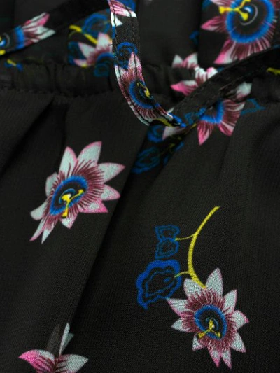 Shop Kenzo Passion Flower Pleated Midi Dress In Black