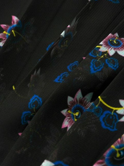 Shop Kenzo Passion Flower Pleated Midi Dress In Black
